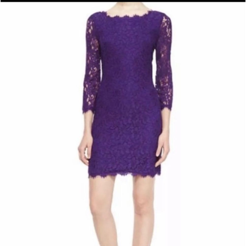 NWOT DVF Zaria Lace Dress Purple Women Size 0